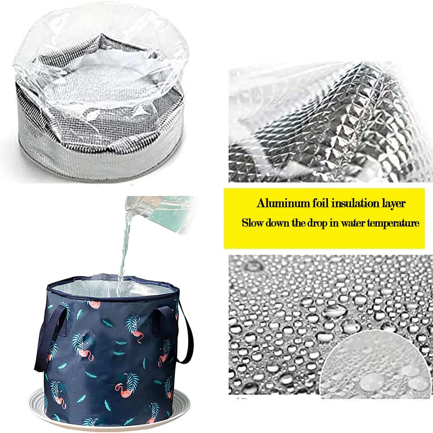 Collapsible Bucket for Soaking Feet, Portable Travel Foot Bath Tub, Insulated Foot Bath Bag with Lid，Foot Soaking Bath Basin Portable, Foot Spa Soaking Feet Home Pedicure Basin Outdoor Camping image number 2