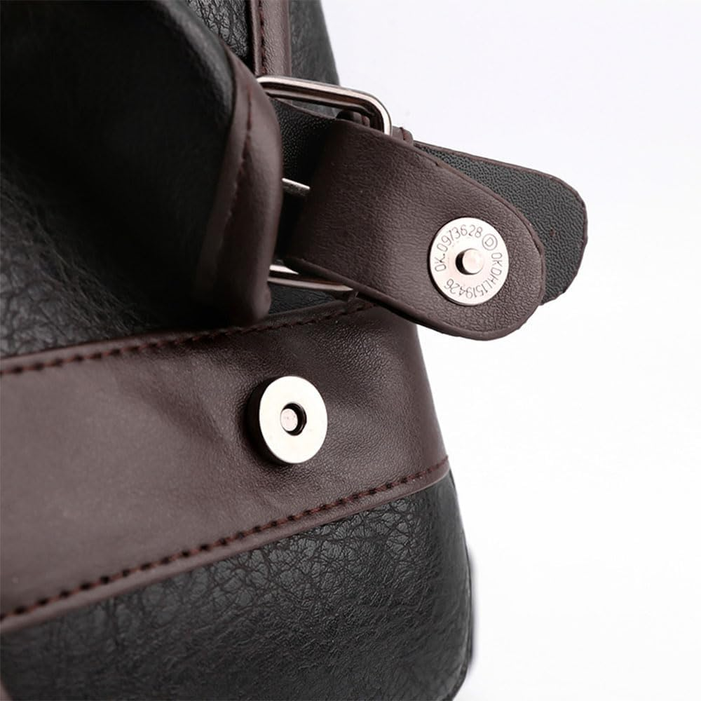 Men'S Vintage PU Leather Backpack 15.6" Laptop Bag Large Capacity Business Travel Hiking Shoulder Daypacks Brown image number 2