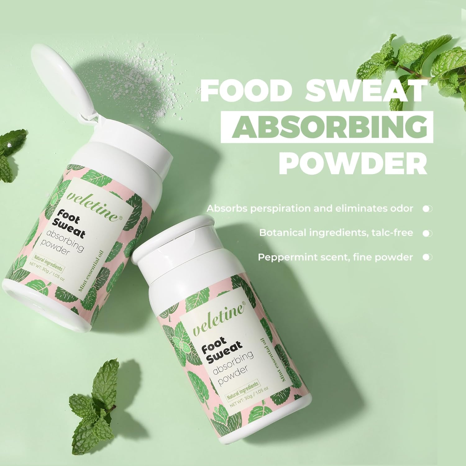 Veletine Foot Sweat Absorbing Powder, Travel Size Feet Odor Powder for Smelly Shoes and Stinky Feet, Refreshing Foot Deodorizer Stick for Men＆Women,30G/1.05 Oz image number 6