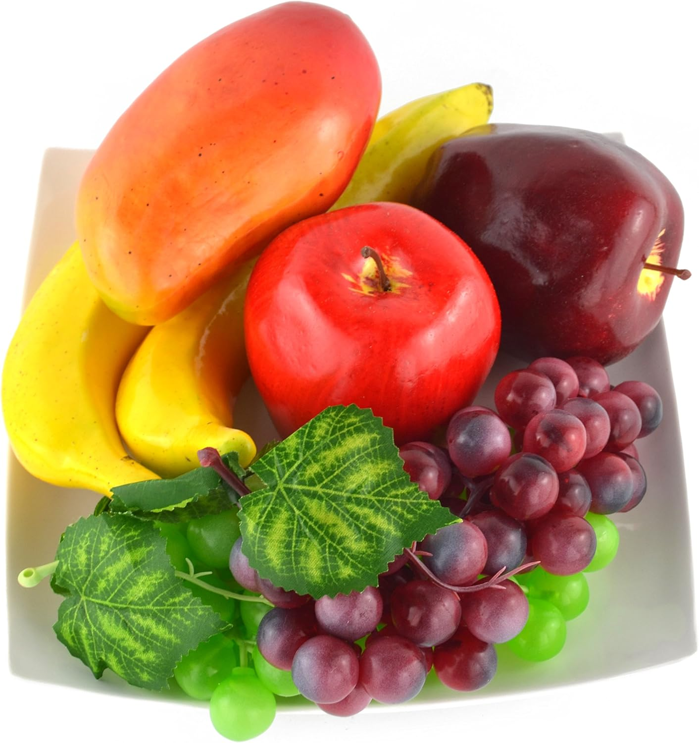 Samyo Mixture of Artificial Apple Banana Cherries Mango Grape Lifelike Simulation Realistic Fake Fruit for Home Decoration image number 5