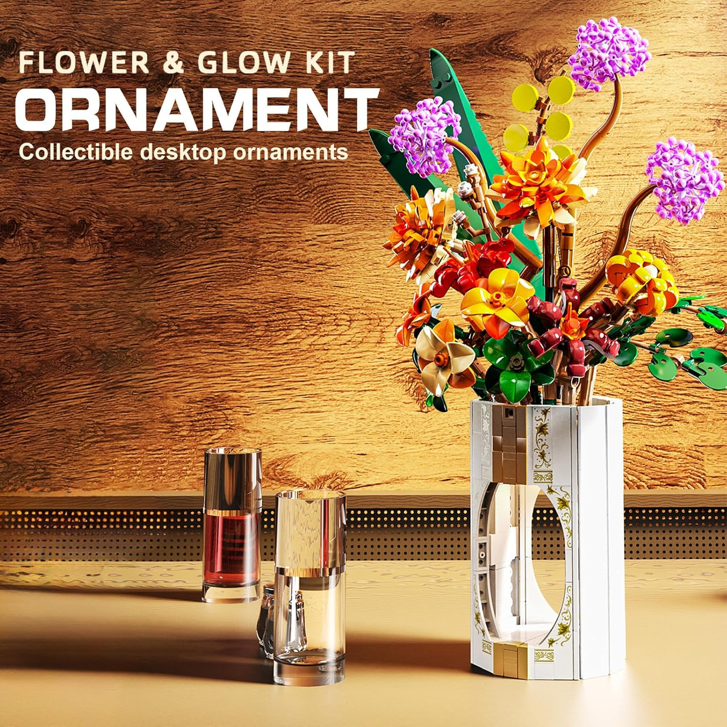 Flower Building Blocks with LED Light, Botanical Collection, Creative Artificial Bouquet for Home Office Decor, Gifts for Woman Girls Age 8+(890PCS) image number 2