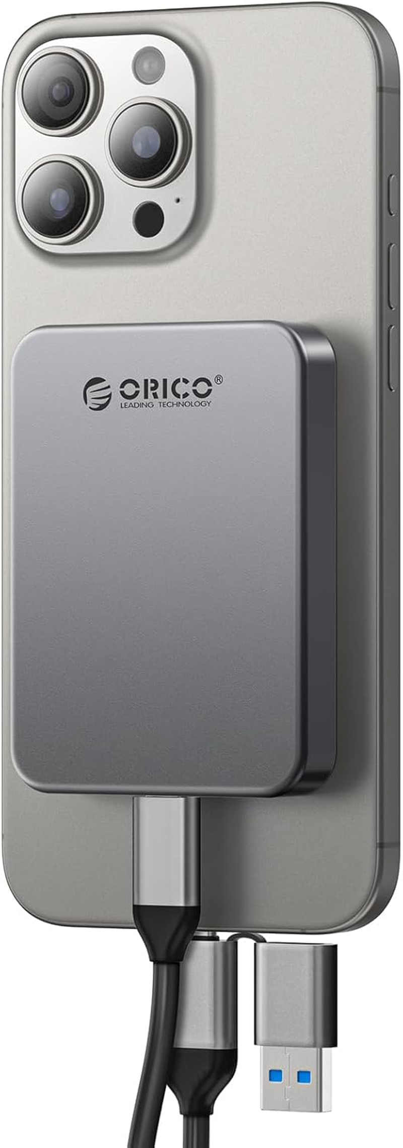 ORICO 1TB Magnetic Portable SSD, Metal Body, 4K 120 Fps Prores HDR Record and Store, up to 460Mb/S, USB C&A 2 in 1 Cable, External SSD Compatible with Iphone 16 Pro Max, Tablet, Computer - K5PLUS