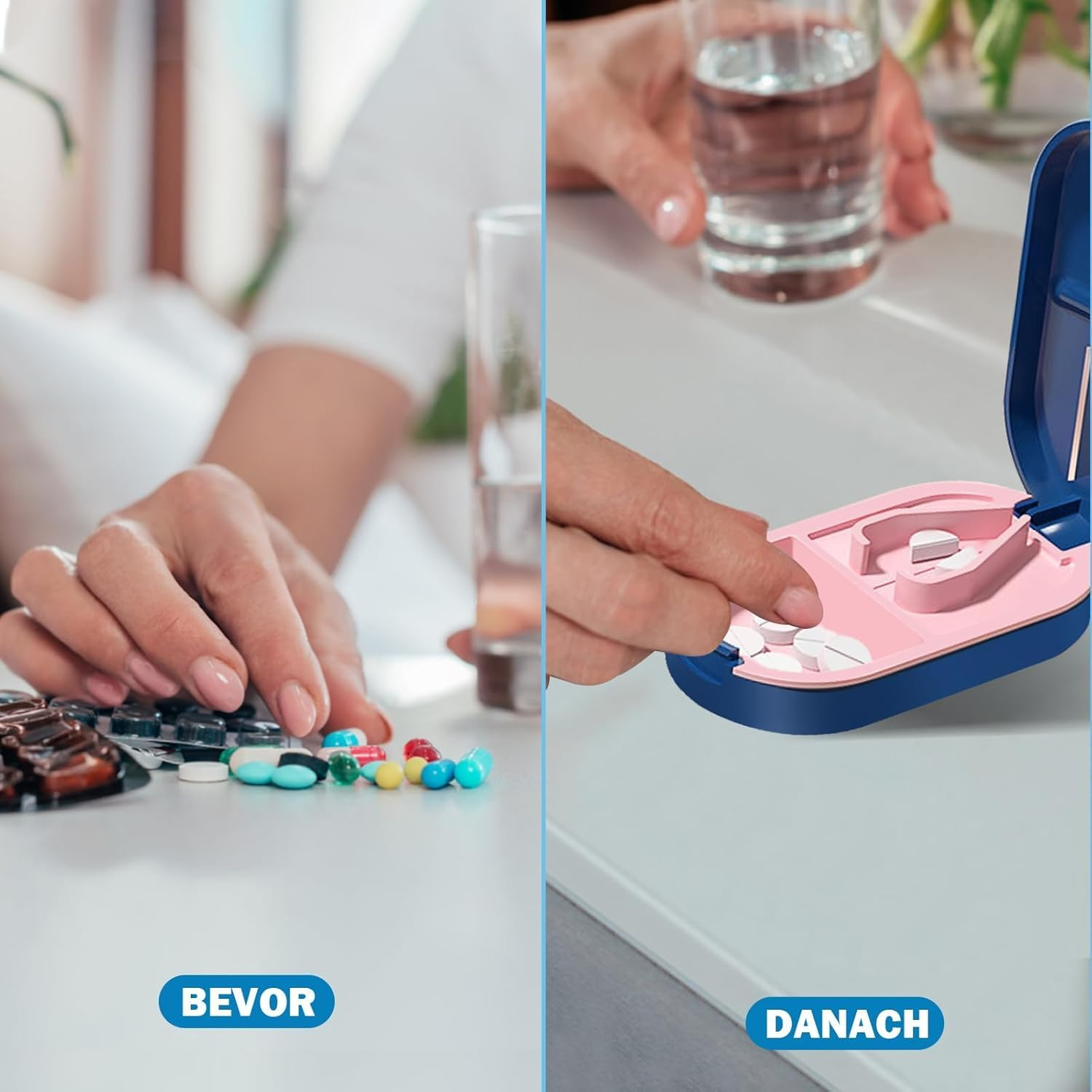 Pill Cutter for All Tablets, Small Tablet Cutter, Portable Pretty Pill Splitter, 2-In-1 Pill Splitter & Storage Compartment, Crusher for Tablets, Medication, Vitamins