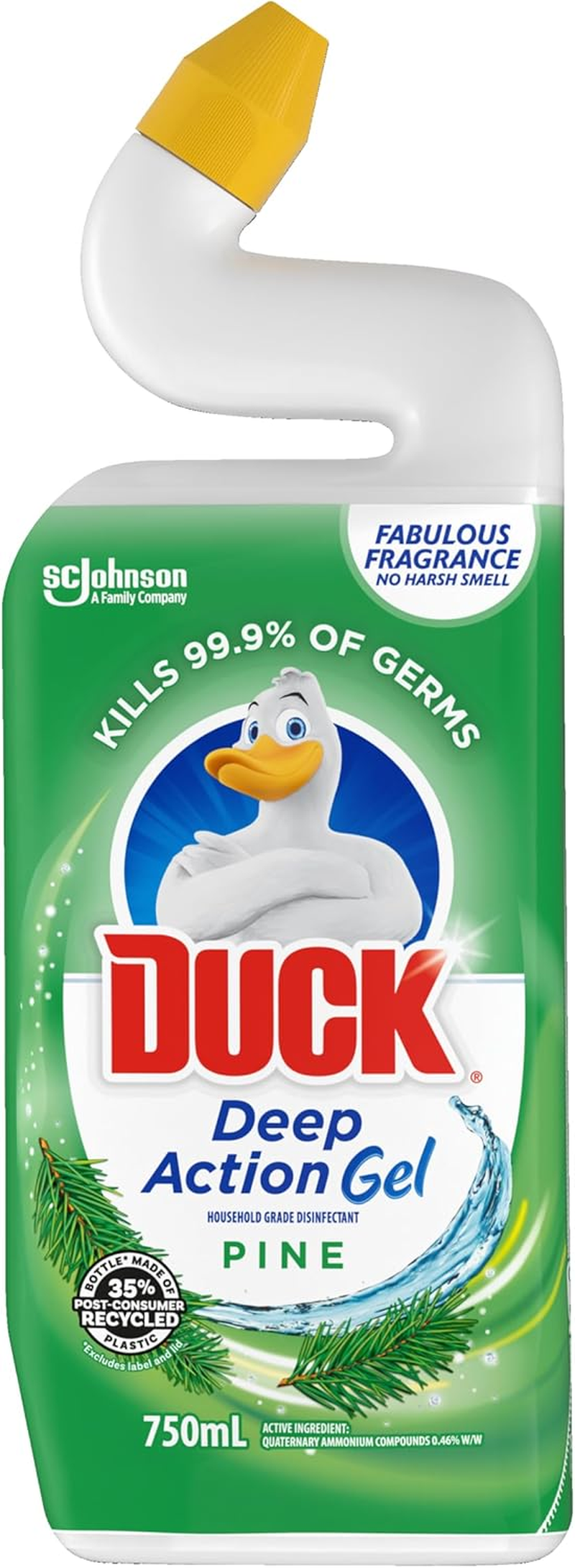 Duck Deep Action Gel Liquid Toilet Bowl Cleaner, Stain Remover and Freshener, Pine Fragrance, 750Ml