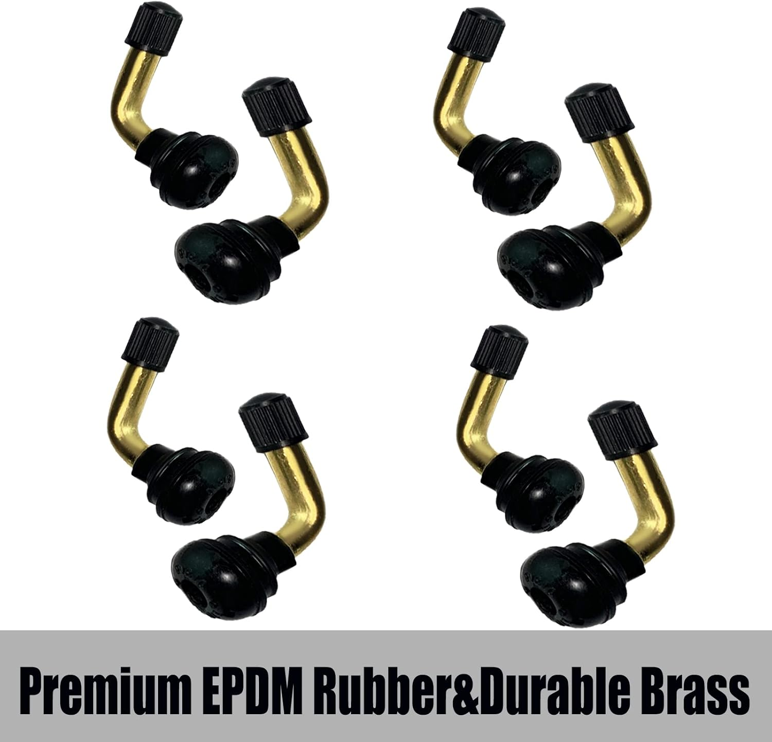 Tubeless Tire Valve Stem PVR70 8PCS Rubber Black Snap-In Brass Stems Bent 90 Degree Fits for Motorcycle Scooter ATV Fits Tubeless Tire Rim Valve Cap Tire Repair Tools image number 3