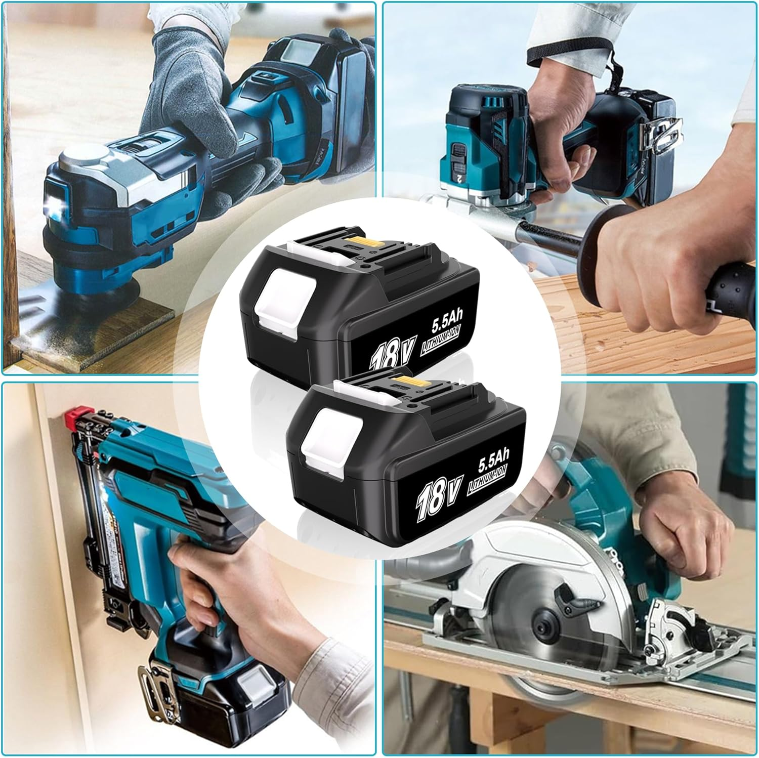 KUNLUN Lithium-Ion 5500Mah Replacement Battery Compatible for Makita 18V Cordless Power Tools with Indicator Light image number 3