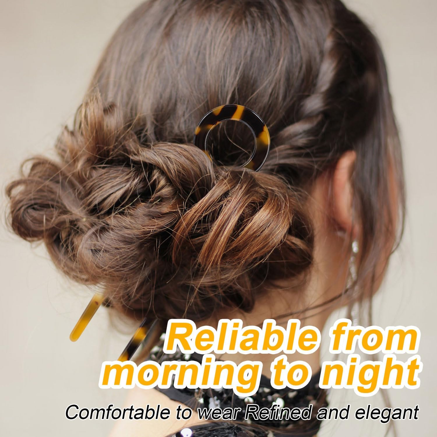 BOXOB 3Pcs French Hair Pin, U-Shaped Magic Acetate Hair Pin French Sticks for Women Buns Thick Fine Long Curls Styling Accessories (3 Colors) image number 5