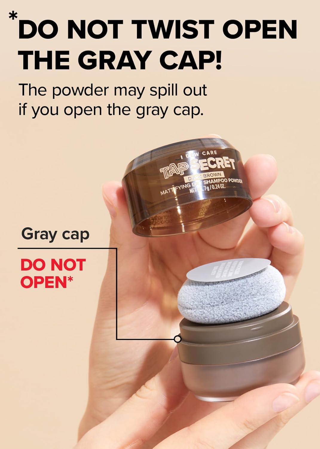 I DEW CARE Dry Shampoo Powder Refill - Tap Secret Dark Brown | with Black Ginseng, Non-Aerosol, Benzene-Free, Mattifying, Travel Size Dry Shampoo, Unisex, Root Touch Up, Texture Powder, 0.24 Oz. image number 5