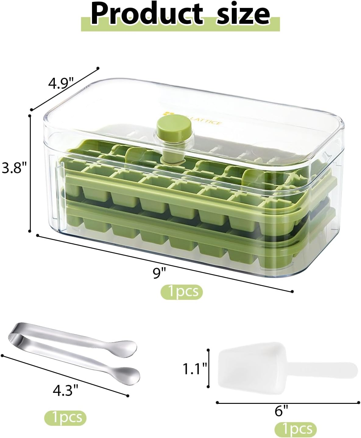 Ice Cube Tray with Lid and Bin, Ice Cube Tray, Easy Release, 64 Pcs Cube Tray, Large Capacity Tray Holder image number 3