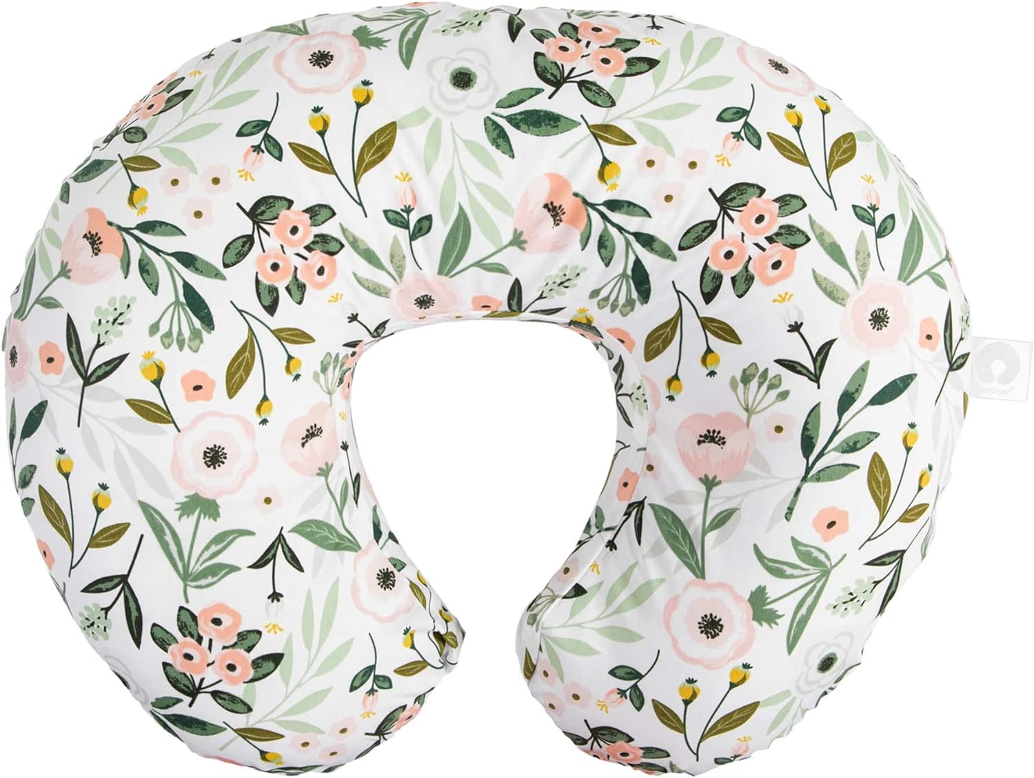 Boppy Original Support Nursing Pillow, Blue Pink Posy, Ergonomic Breastfeeding, Bottle Feeding, and Bonding, Firm Hypoallergenic Fiber Fill, Removable Cover, Machine Washable