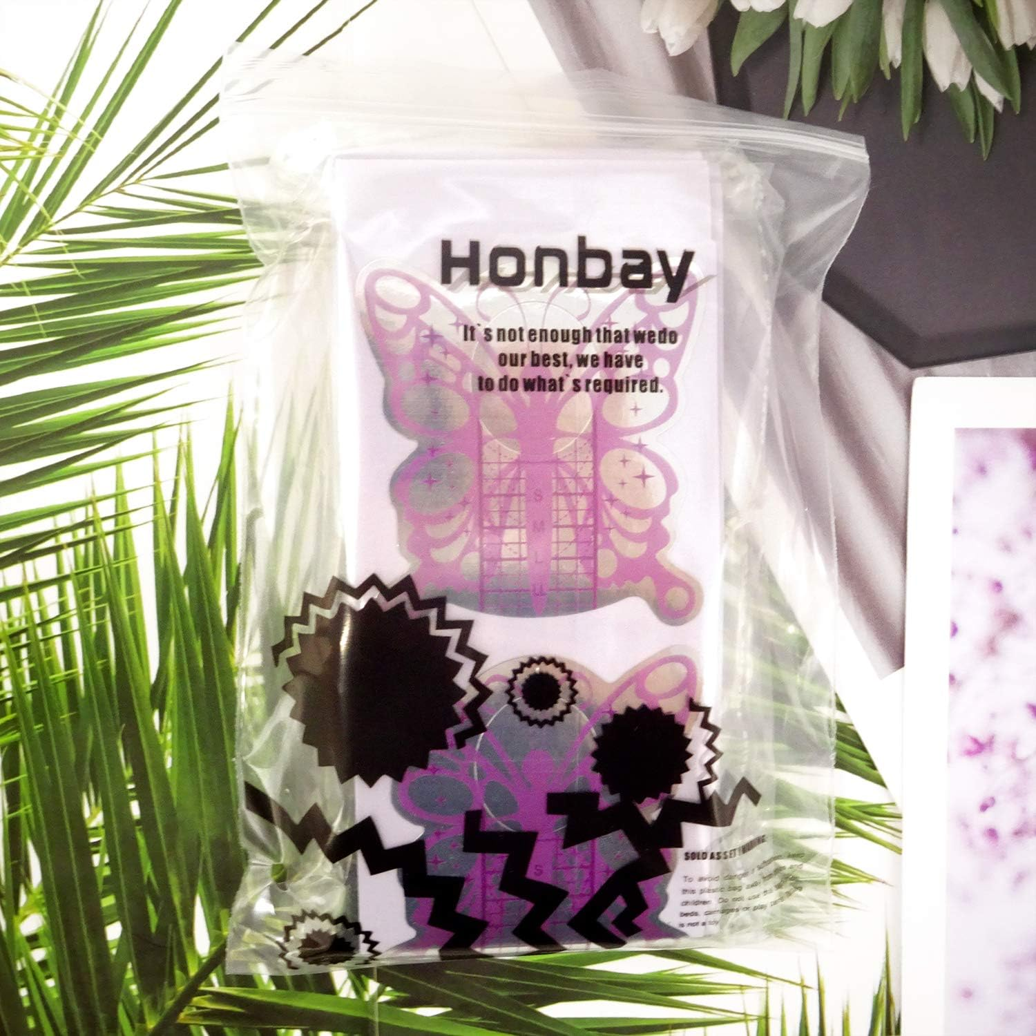 Honbay 100PCS Butterfly-Shaped Acrylic Nail/Uv GEL Nail Extension Tips Form Guide Stickers