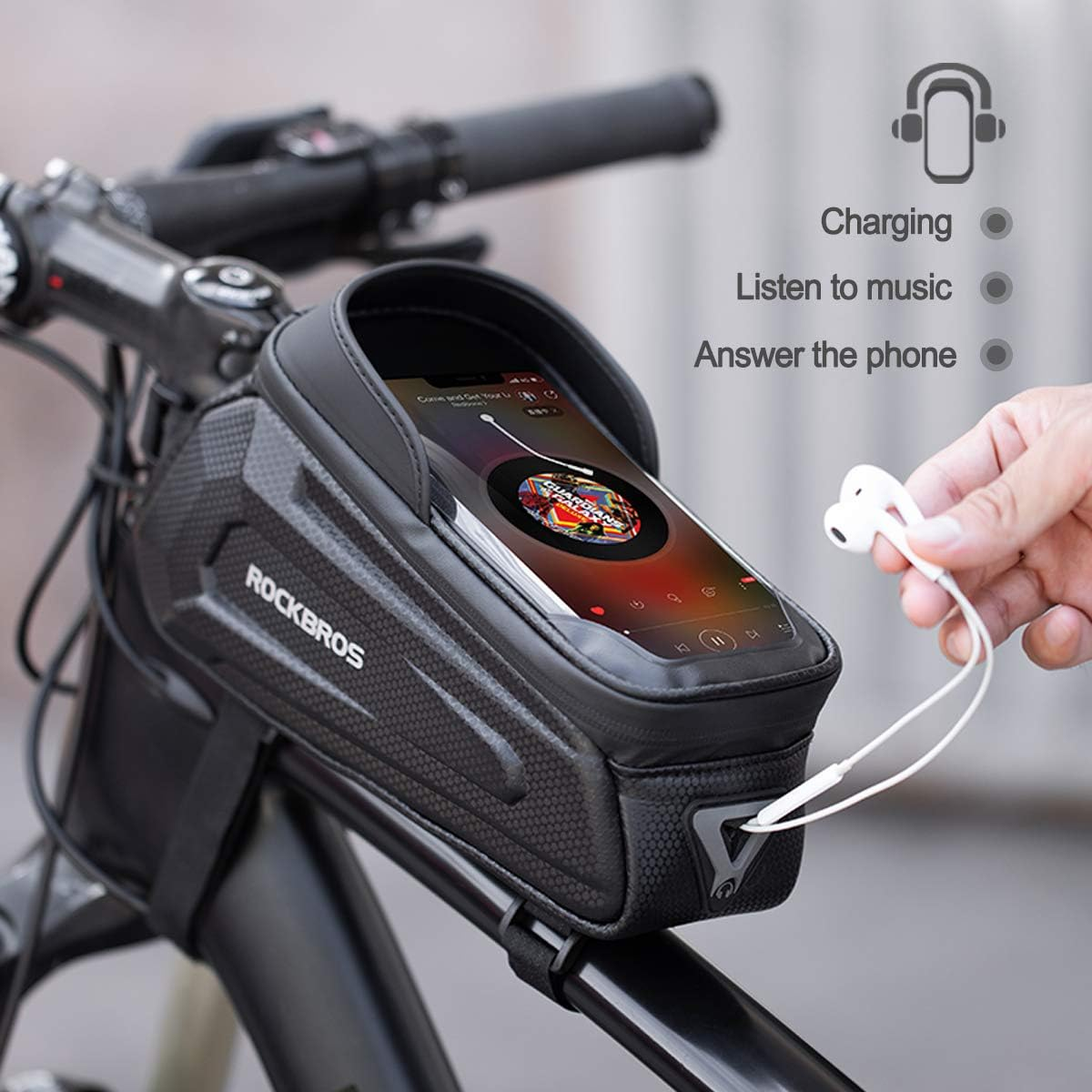 ROCKBROS Bike Phone Bag Bicycle Front Frame Bag Waterproof Top Tube Handlebar Bag Bike Phone Mount Bag EVA Cycling Accessories Pouch for Iphone 13 12 11 below 6.8&rdquo; image number 1