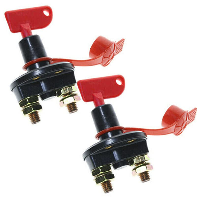 AIMALL 2PCS 12V 24V Battery Disconnect Isolator Kill Switch with Key, 400A Power Cut off for Car, Marine, Boat, Waterproof Cover, Anti-Theft Protection, 2.2"X2.2"X2.8" image number 6