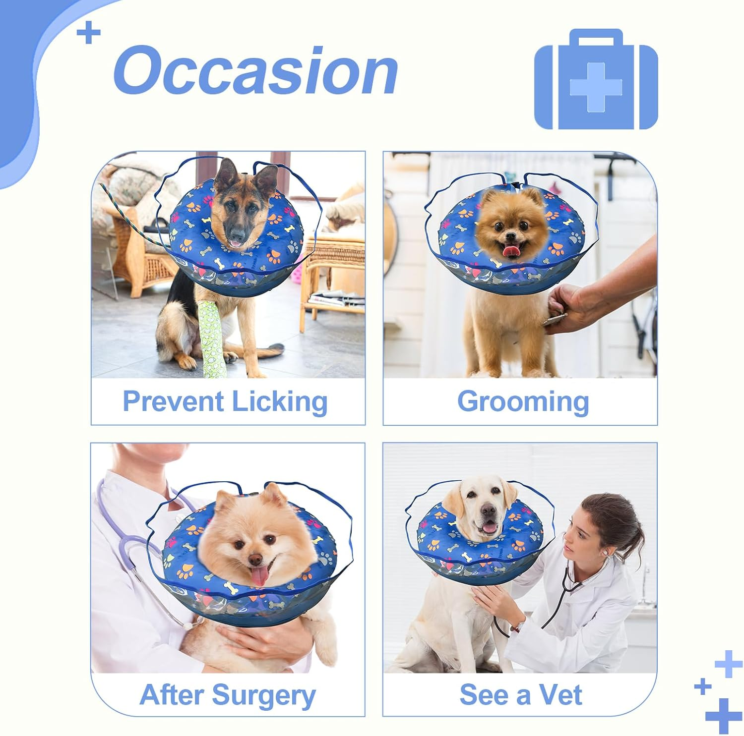 NACOCO Dog Recovery Inflatable Collar - Cat Protective Paw Cone for Small Medium Large Dog Detachable Elizabethan Cone Adjustable after Surgery (X-Large) image number 6