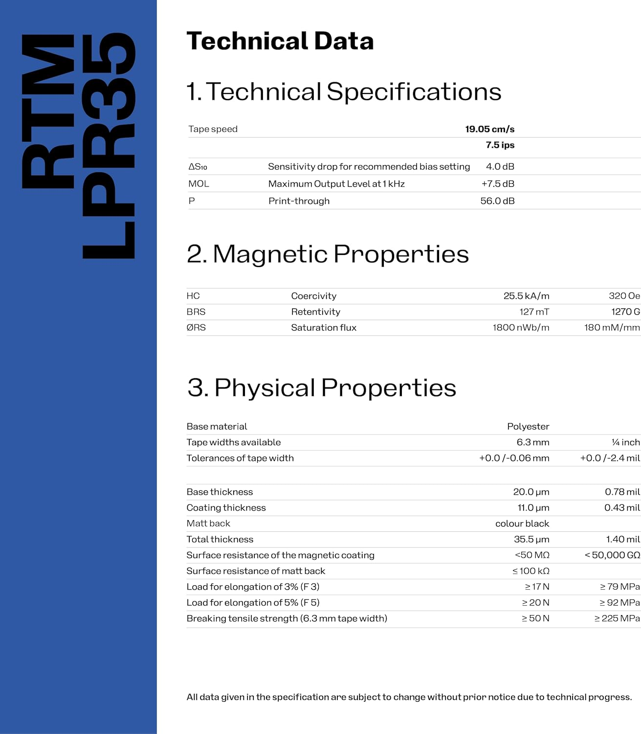 RTM Long Play Recording LPR 35 &frac14; Inch - Reel to Reel Magnetic Tape for Audio Recording - 1800 Ft Trident Plastic Reel - 7 Inch Diameter image number 3