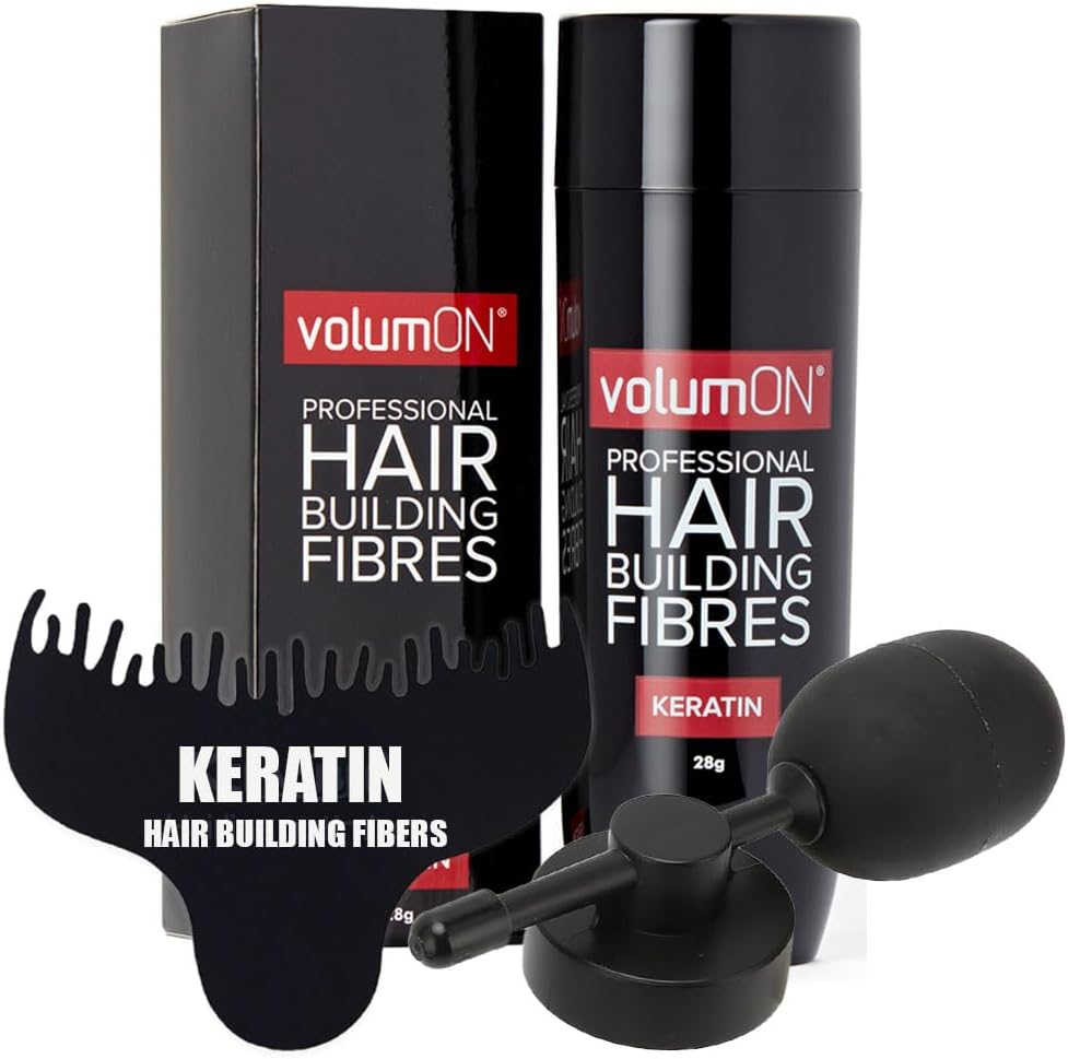 Hair Fibres VOLUMON Keratin Hair Building Fibres for Thinning Hair - Instantly Conceals Thinning Areas for Fuller Thicker Hair - for Men & Women 28G plus Hairline Optimiser & Applicator (Black) image number 3