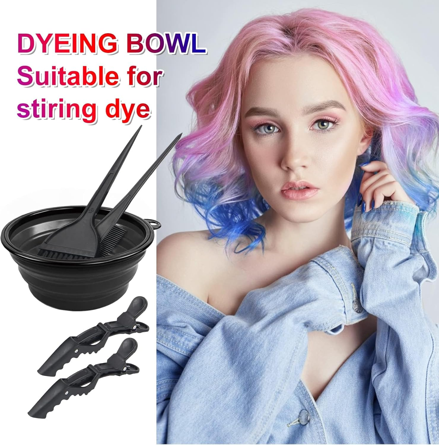 Professional Hair Coloring Kit, 5 Piece Set with Mixing Bowl, Tinting Brushes, Hair Clips, Salon Hair Dye Application Tools image number 5