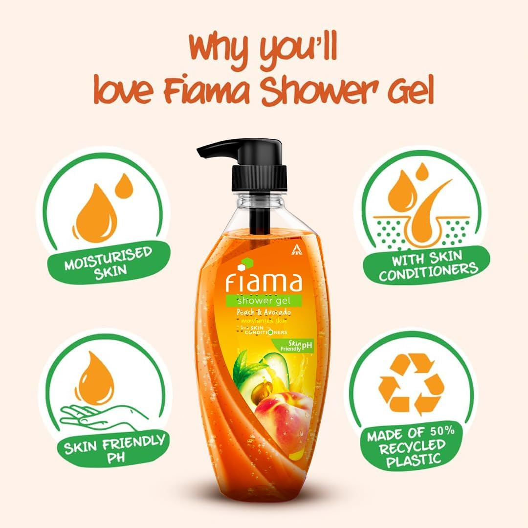 Fiama Shower Gel - Peach & Avocado, for Moisturised Skin, with Skin Conditioners, 500 Ml image number 2