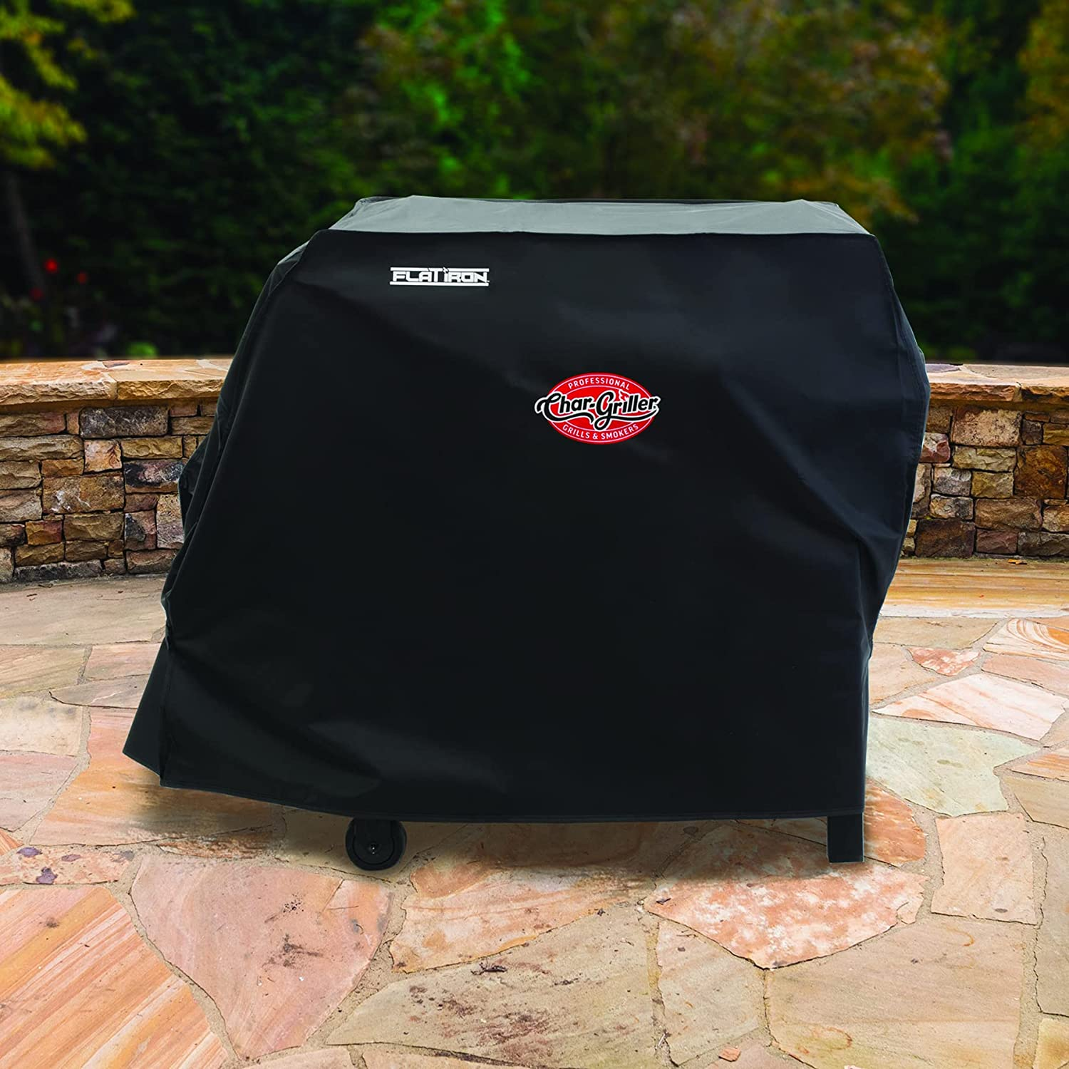 Char-Griller 8175 Flat Iron 2 Burner Outdoor Gas Griddle Grill Cover, Black image number 6