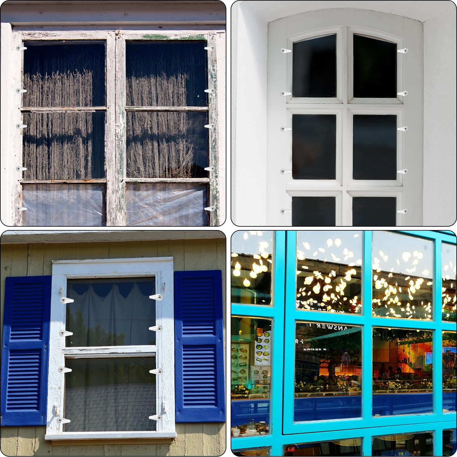 80Pcs Storm Window Clips, Glass Door Holder with Metal Screws Screen Retainer Clips Fixing Hardware Kit Windproof Fasteners for Windows Doors Cabinets Panels (White) image number 5