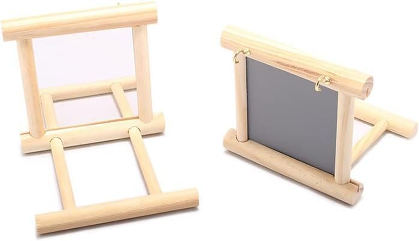 Bird Mirror for Parrots, Bird Stand, Perch with Mirror, Wooden Mirror with Landing Area, Bird Toy for African Greys, Macaw, Parakeets, Cockatiels Toy Birds image number 5