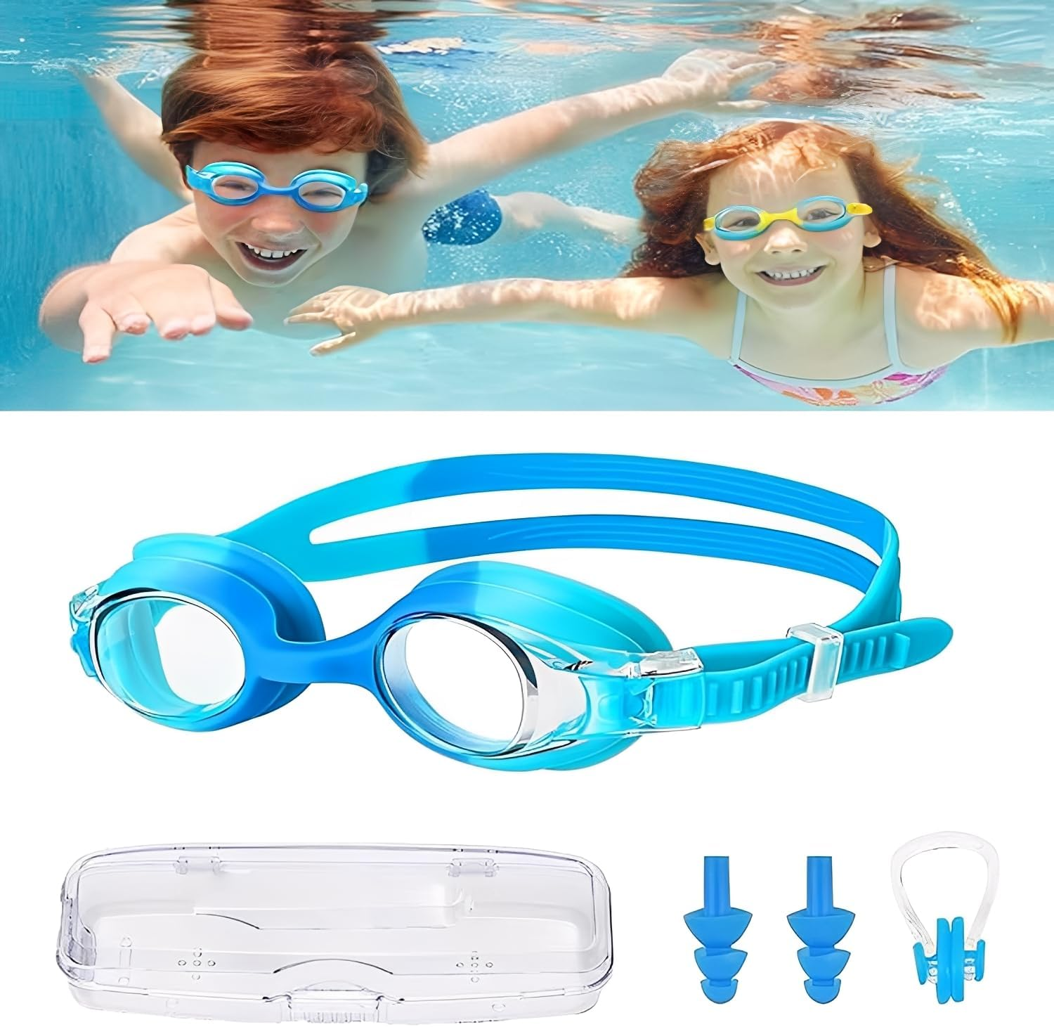 Kids Swimming Goggles, Water Pool Goggles, Toddler Swim Goggles No Leaking anti Fog for Boys Girls, Swimming Goggles with UV Protection (Age 3-12) image number 2