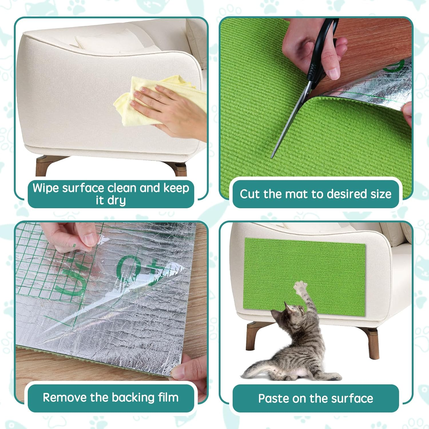 Scratching Mat, Self-Adhesive Scratching Mat, Cat Sofa, Scratching Boards, Cat Wall Scratching Board, Cat Wall Scratch Protection Wall (Fruit Green, 40 Cm X 2 M) image number 4