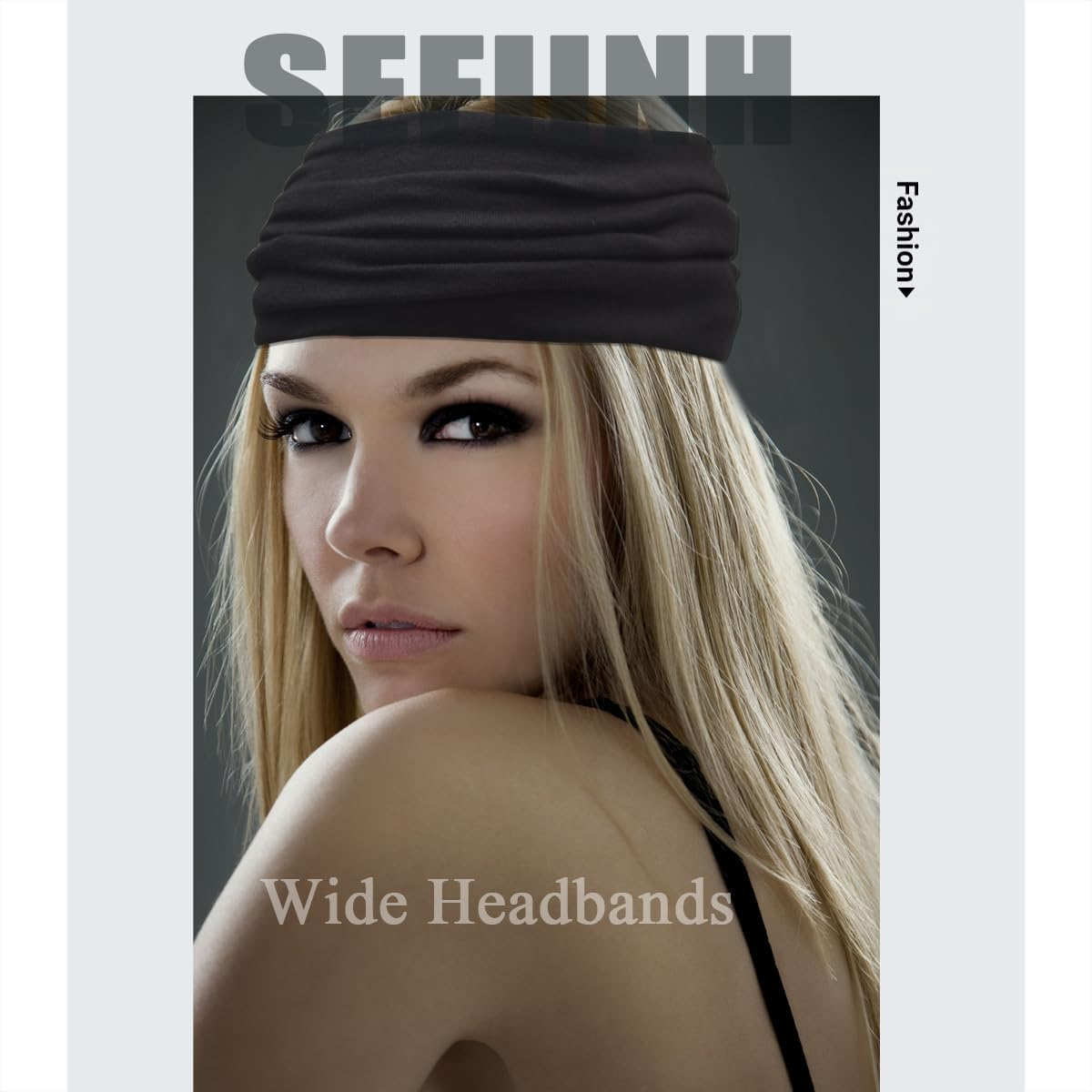Sefiinh Wide Headbands for Women Stretch Headband Boho Head Bands Women'S Hair Band Turban Workout Hairband Accessories 6 Pack - Black image number 2