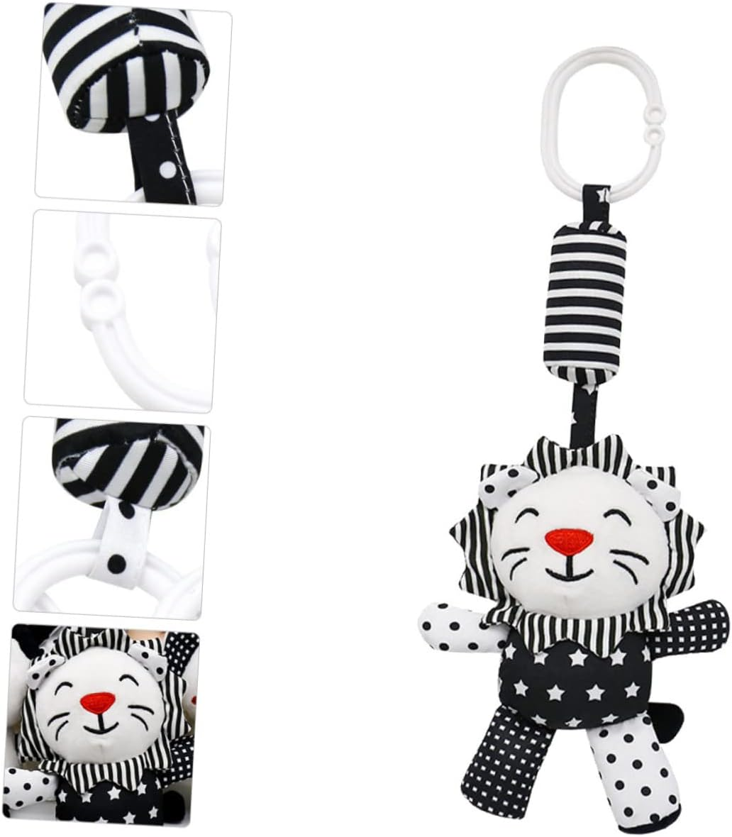 Milisten Black and White Crib Pendant Rattle for Newborns Early Education Plaything with Wind Chime Sound Visual and Hearing Development Cartoon Animal Design for Cot