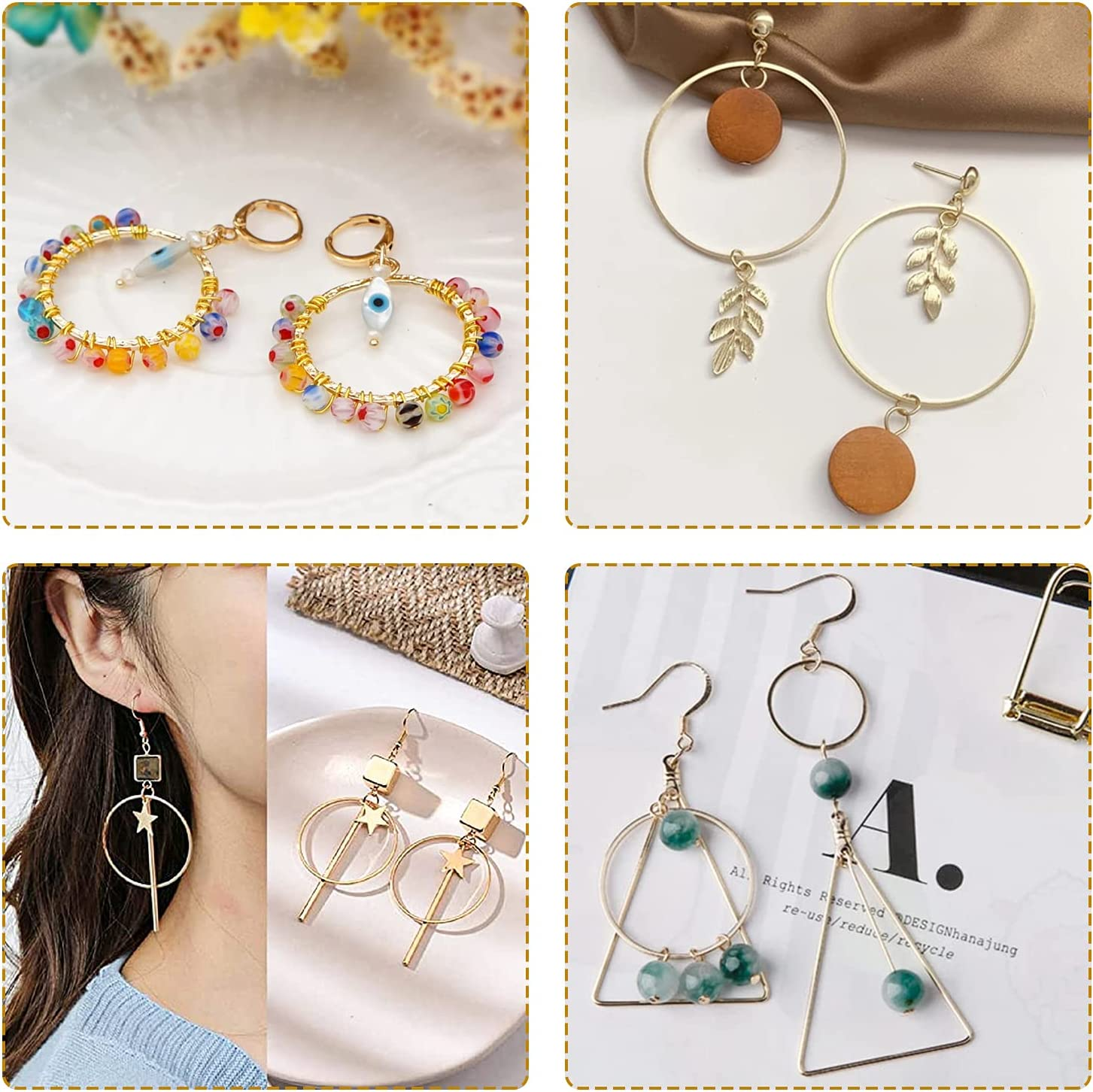 Earrings Beading Hoop,Topbine Earring Finding round Making Hoop Earring Bulk Open Bezel Pendant Frame for DIY Jewelry Making (Round 60Pcs (20/25/30Mm)) image number 4