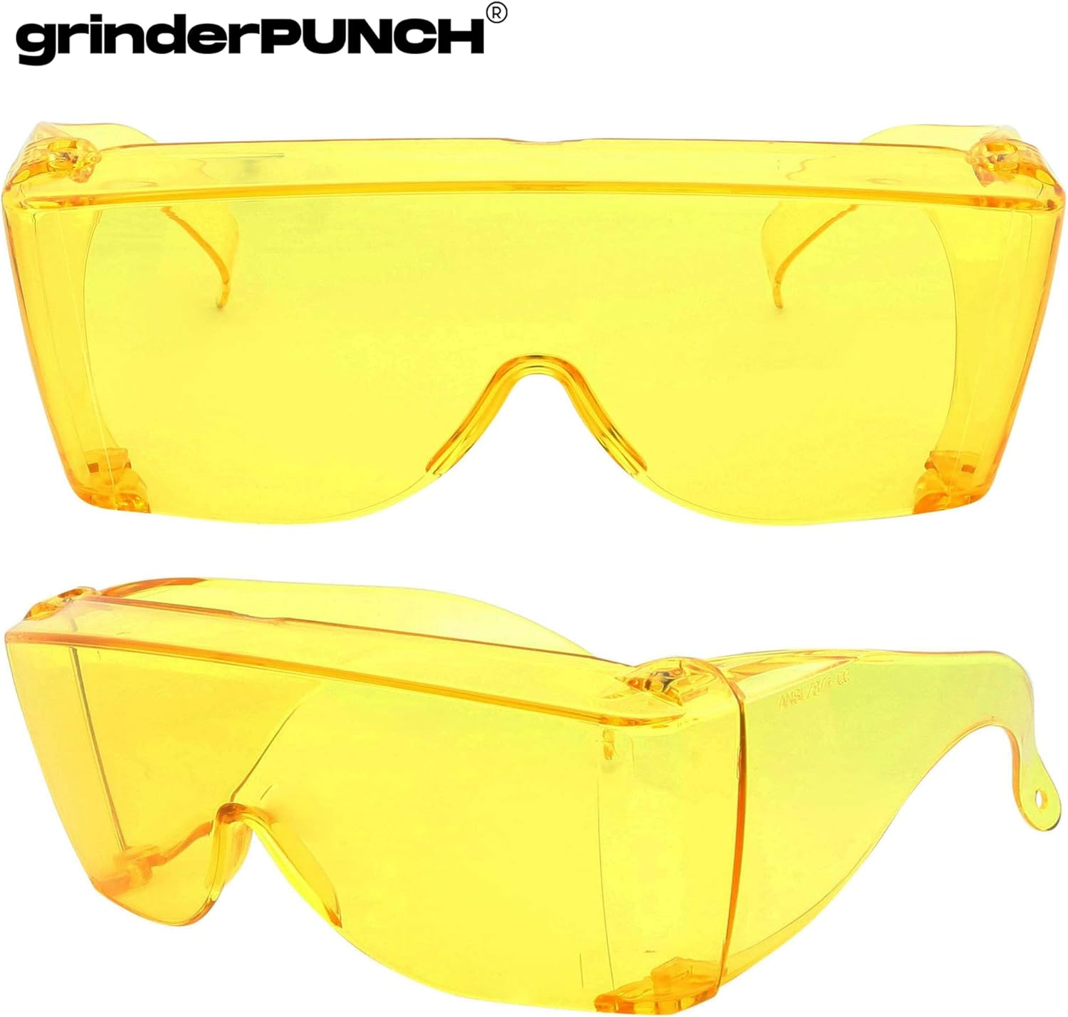Grinderpunch Cover-Ups Night Driving Fit over Sunglasses - Wrap around Sunglasses - People Who Wear  Glasses in the Sun (Yellow) image number 5