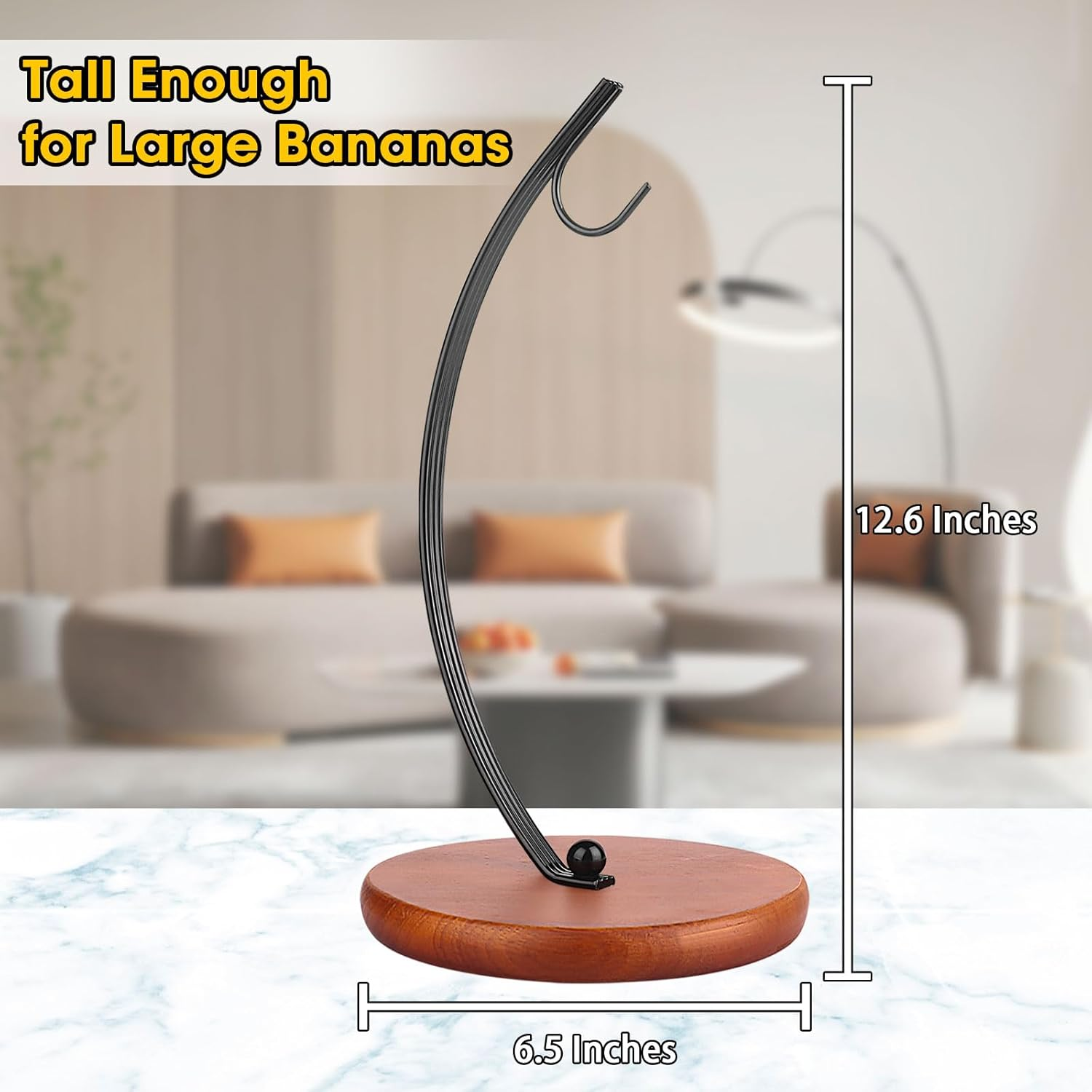 HOMKULA Banana Holder Stand - Hanging Hook Stands, Banana Hanger Hook Stand for Kitchen Counter (Modern, Black) V4