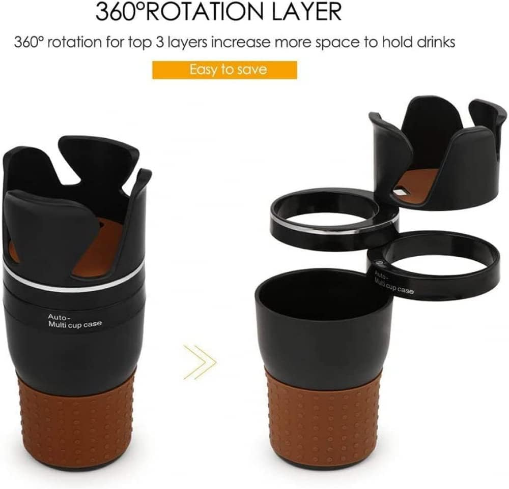 Car Cup Holder Organizer, 5 in 1 Multifunctional 360&deg; Rotating Car Cup Holder Insert,Car Multi Cup Holder Extender, Adjustable Base Bottles Rack for Car Interior image number 3
