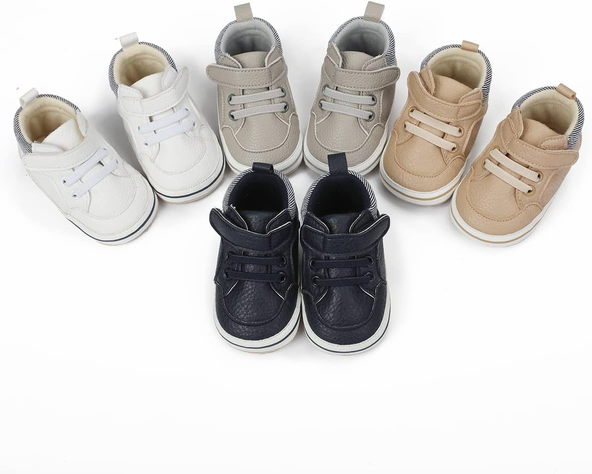 ENERCAKE Baby Boys Girls Shoes Soft Sole PU Leather Moccasins Lace-Up Sneaker Infant Toddler First Walkers Crib Shoes image number 4