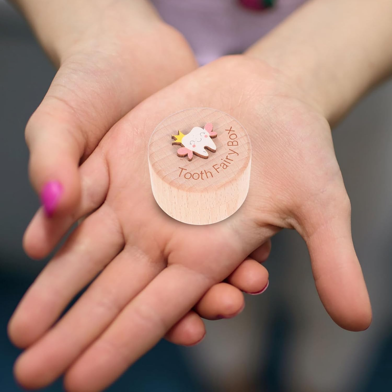 CHILDWEET Wooden Tooth Keepsake Box Cute Tooth Storage Holder for Boys Shower for Newborns Unique Growth Milestone Keepsake image number 2