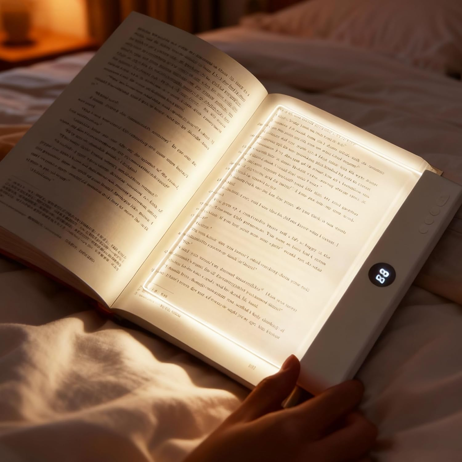 TSWCBYYLB Rechargeable Flat Dimmable Clear Panel LED Book Light with Timer & 3 Colors for Reading in Bed at Night (Pink)