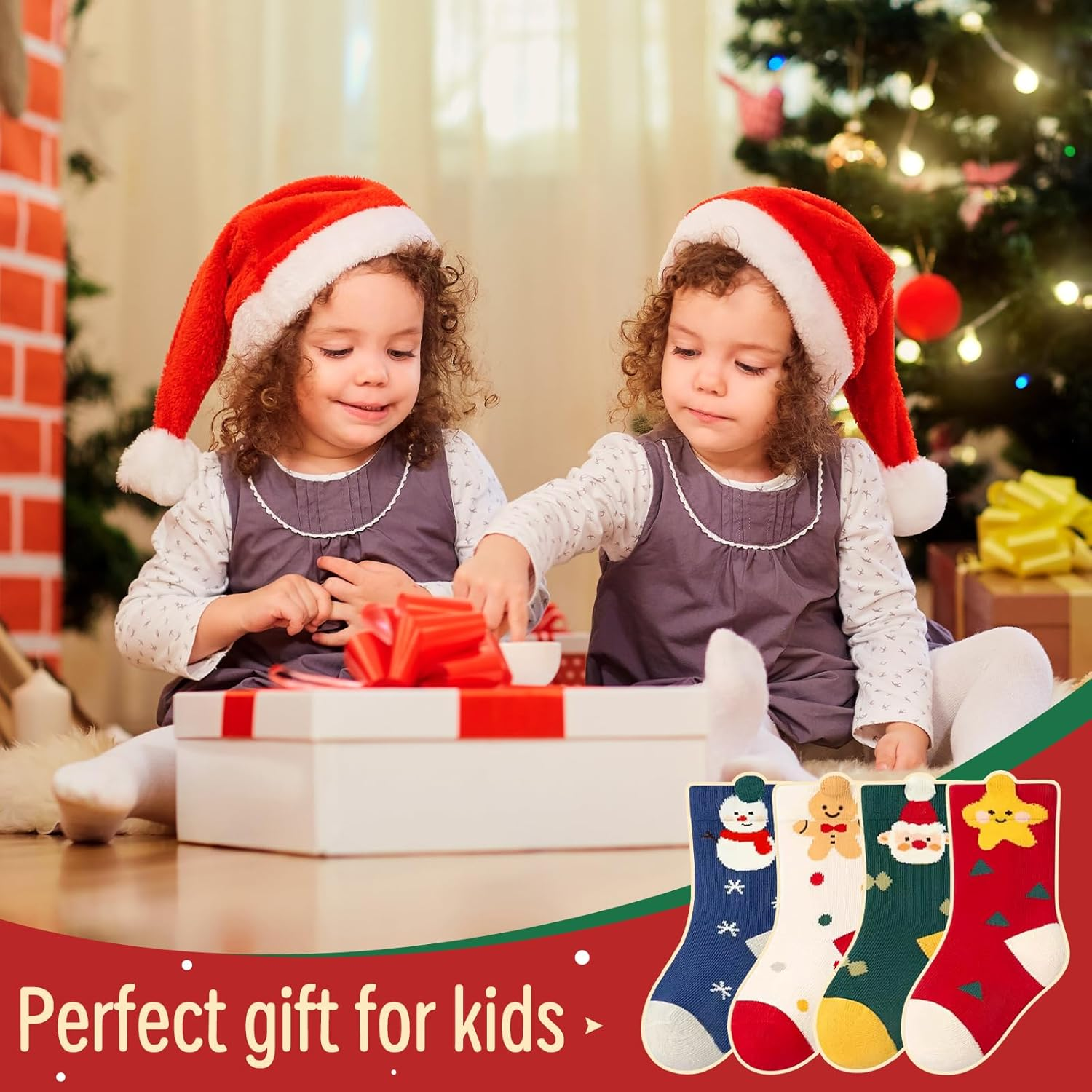 Kids Christmas Socks - 4 Pairs, Christmas Socks for Kids, Ideal Present for Boy & Girl for Birthday & Christmas, Size L (6-8Years) image number 3