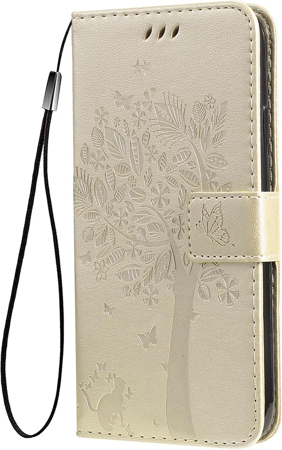 SEAHAI Case for CMF Phone 2 Pro Mobile Phone Case, Pretty Embossed Leaves and Cat Premium PU Leather Folio Wallet Shockproof Protective Flip Case, Green