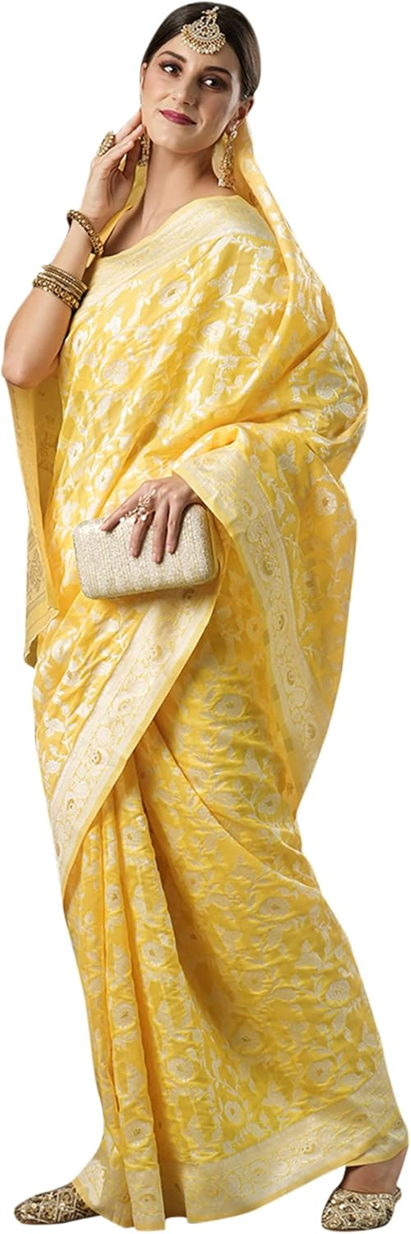 AKHILAM Women'S Banarasi Silk Saree with Unstitched Blouse Piece (Zoya6001_Parent)