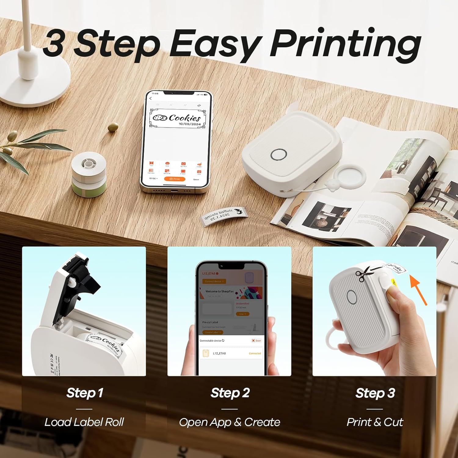 Portable Label Printer with 210 Pcs Tape Waterproof Labels Mini Inkless Sticker Maker for Kids School Supplies or Classroom Teachers image number 6