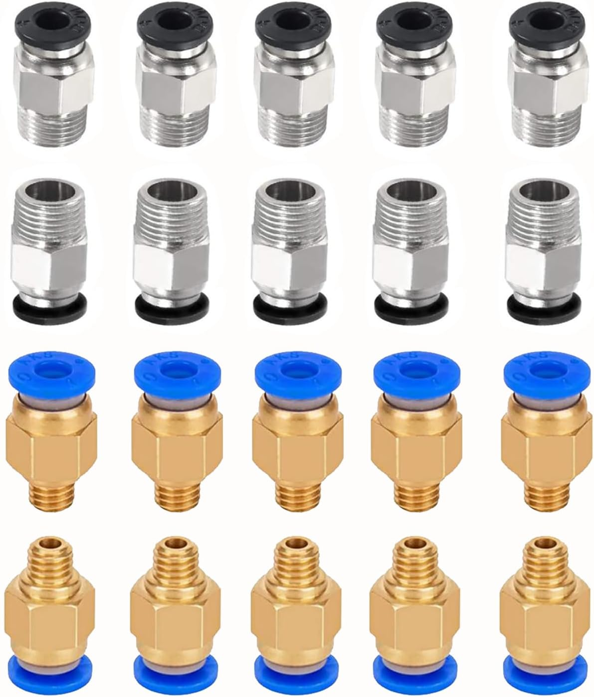 DIANN 10Pcs PC4-M10 Pneumatic Fitting Push in Quick Fitting Connector and 10Pcs PC4-M6 Pneumatic Fitting Push to Connect for 3D Printer image number 1