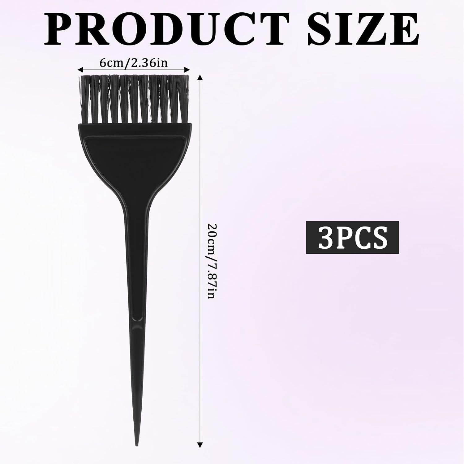 Prasacco Pack of 3 Hair Dye Brushes, Hair Dye Brush Made of PP Plastic, 20 X 6 Cm, Black Hair Dye Brush for Applying Hair Dyes, DIY Hair Dyeing Tools for Home and Hairdressing Shops image number 5
