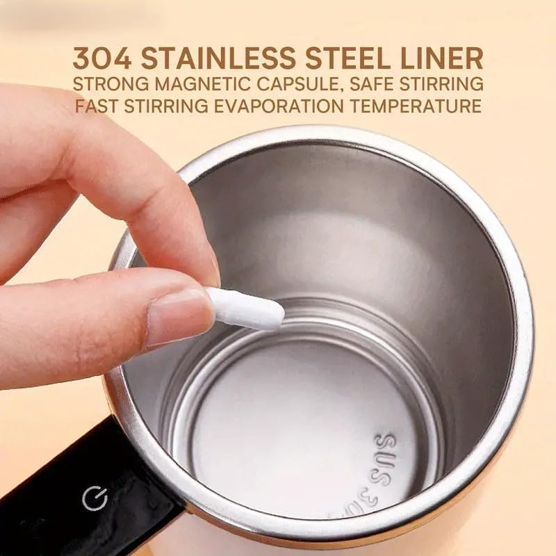 Azragon Auto Stirring Cup, Automatic Self Stirring Coffee Mug with Lid, 12 OZ, Temperature Display, Travel Tumbler, Creamy White，Fitness Cup for Bodybuilding Protein Powder. image number 2