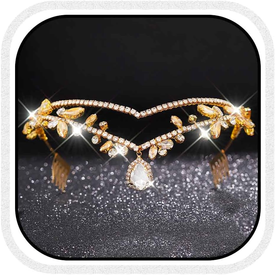 Fashband Crystal Headband Gold Rhinestone Headpiece Bridal Wedding Hair Accessories for Women image number 2