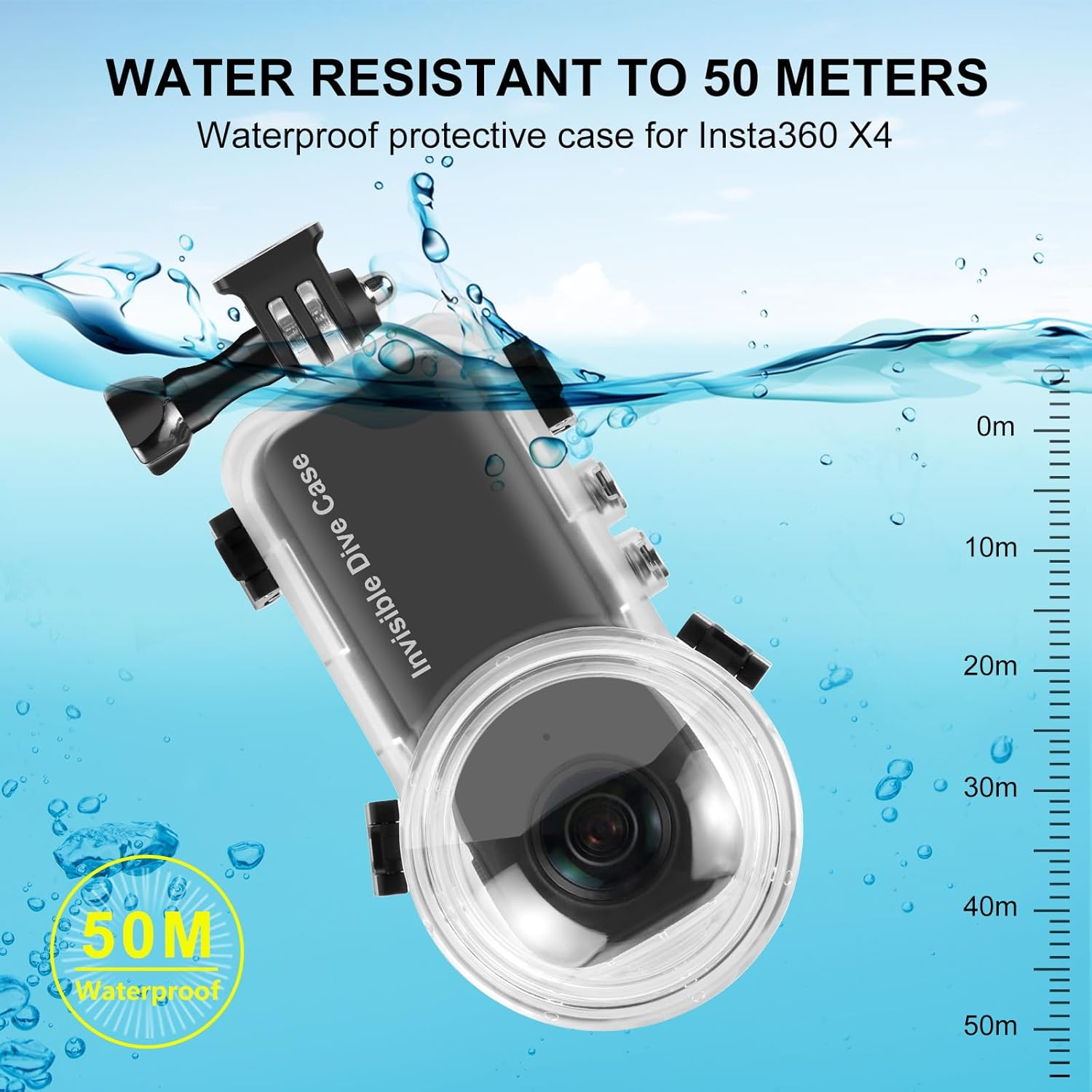 Invisible Protective Diving Waterproof Housing Case for Insta360 One X4 Action Camera image number 1