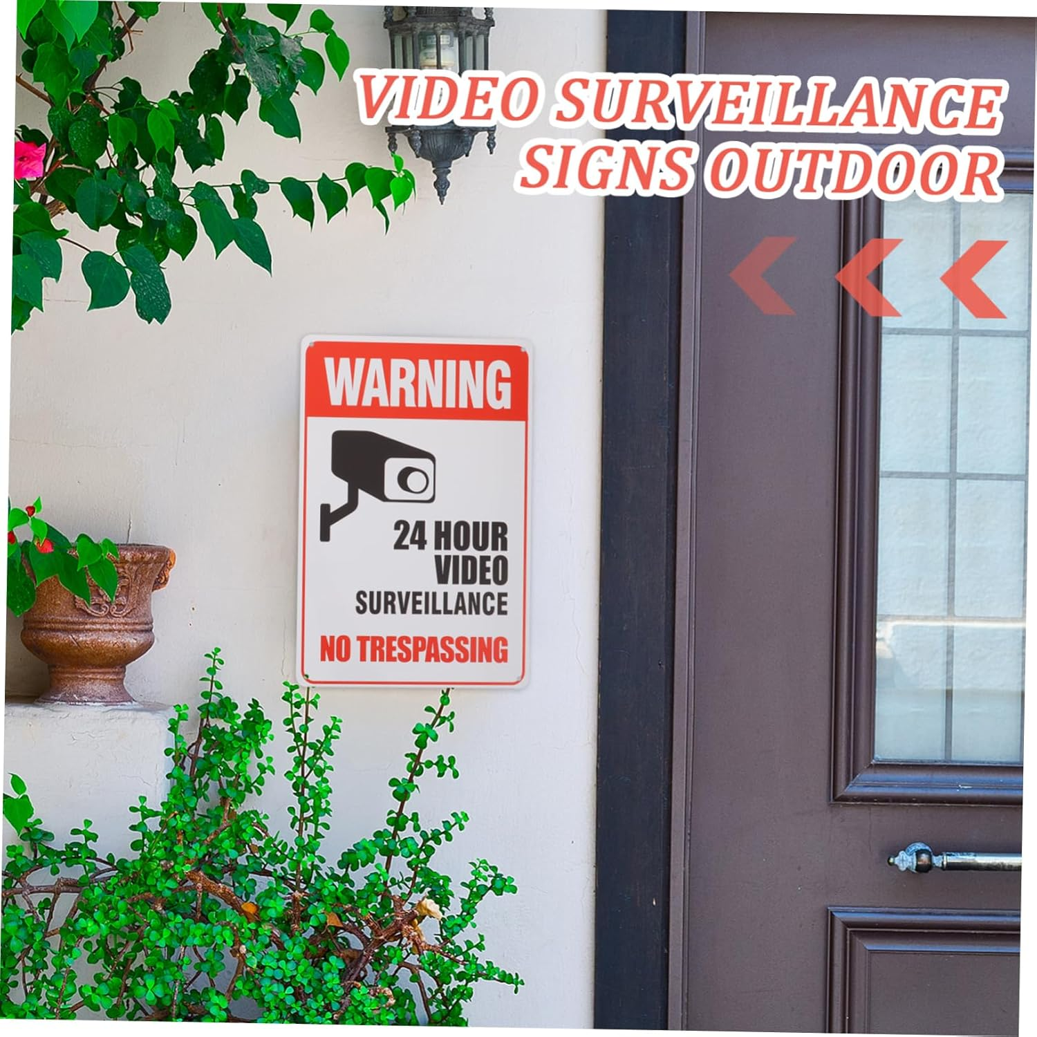 GLEAVI 2 Pcs 24 Hours Cctv Caution Signs Outdoor Cctv Signs Reflective Warning Signs 24 Hour Video Cctv Sign No Trespassing Video Surveillance Sign Emblems Iron Decorate Television image number 2