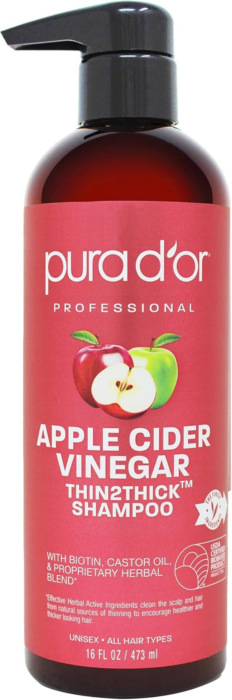 Pura D'Or, Professional, Apple Cider Vinegar, Thin2Thick, Shampoo, 16 Fl Oz (473 Ml) image number 3