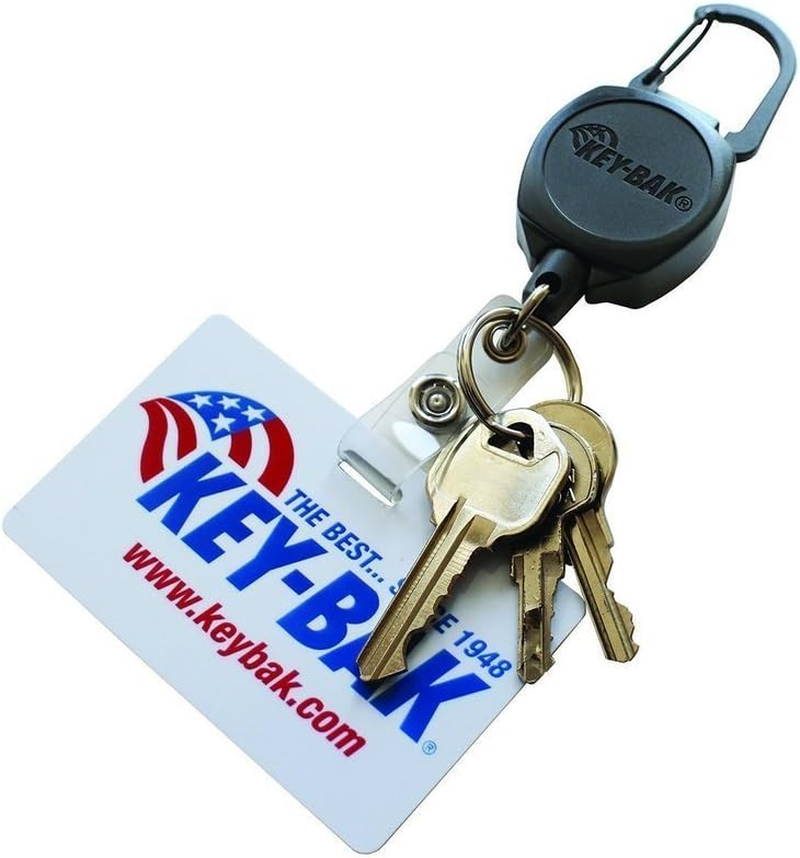 Key-Bak Sidekick Professional Heavy Duty Self Retracting ID Badge/Key Reel with Retractable Kevlar Cord, 24" Black (2 Pack) - Black image number 2