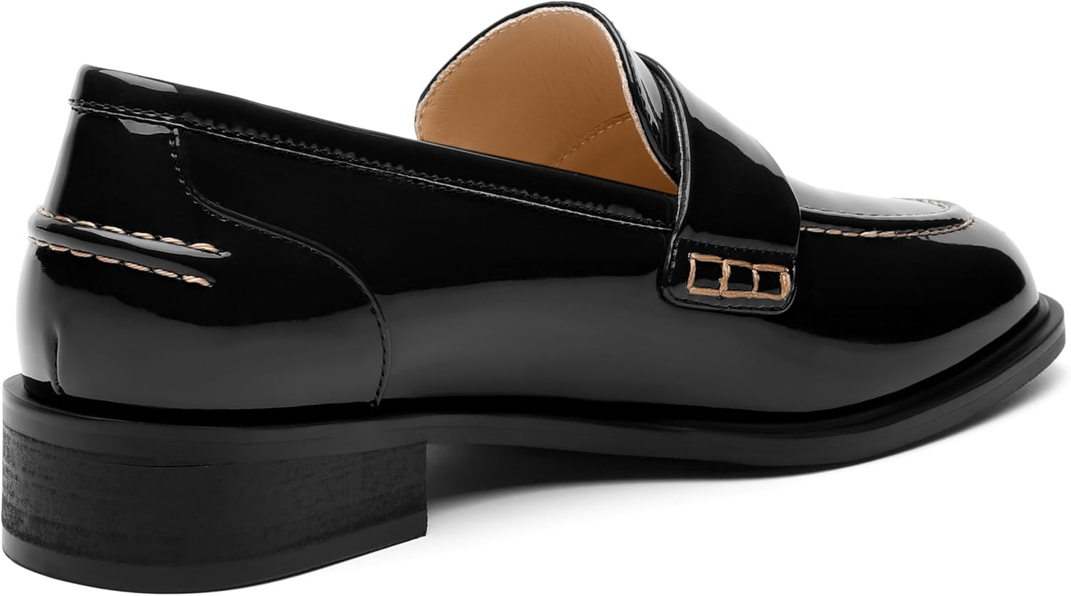 NUMALEO Women'S Loafers Penny Loafers & Slip-Ons Flats Closed round Toe Low Heel Shoes 1 Inch Patent Fashion Casual Shoes Comfortable Work Office Flats Dressy Shoes image number 2