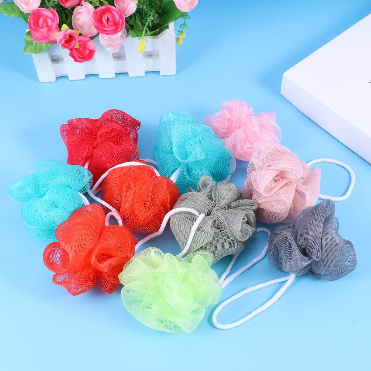 Cabilock 10Pcs Bath Balls for Shower Mesh Bath Sponge Set Exfoliate Puff Sponge Bathroom Accessories for Bathing Random Color image number 6